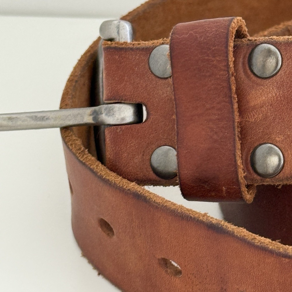 VTG AMERICAN EAGLE Belt Brown Leather Sz 32 Embroidered Eagle - Picture 4 of 14